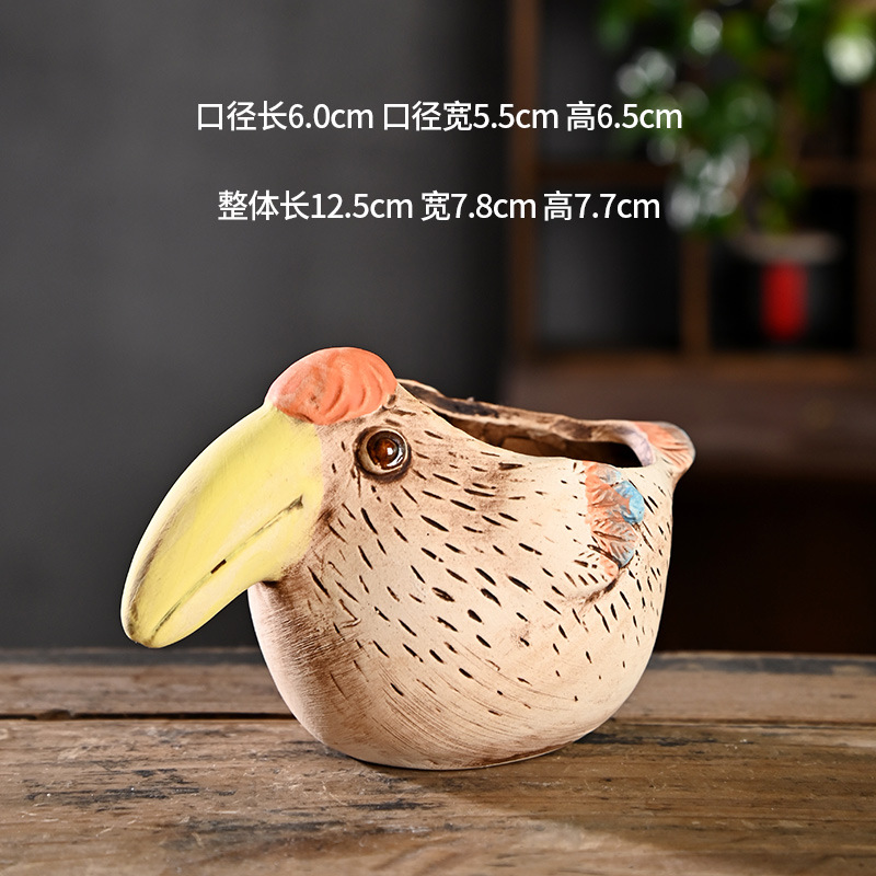 Pequeña caricatura, animal creativo, maceta carnosa, cerámica, arcilla especial para el hogar, maceta de control de raíces de cerámica gruesa, venta al por mayor