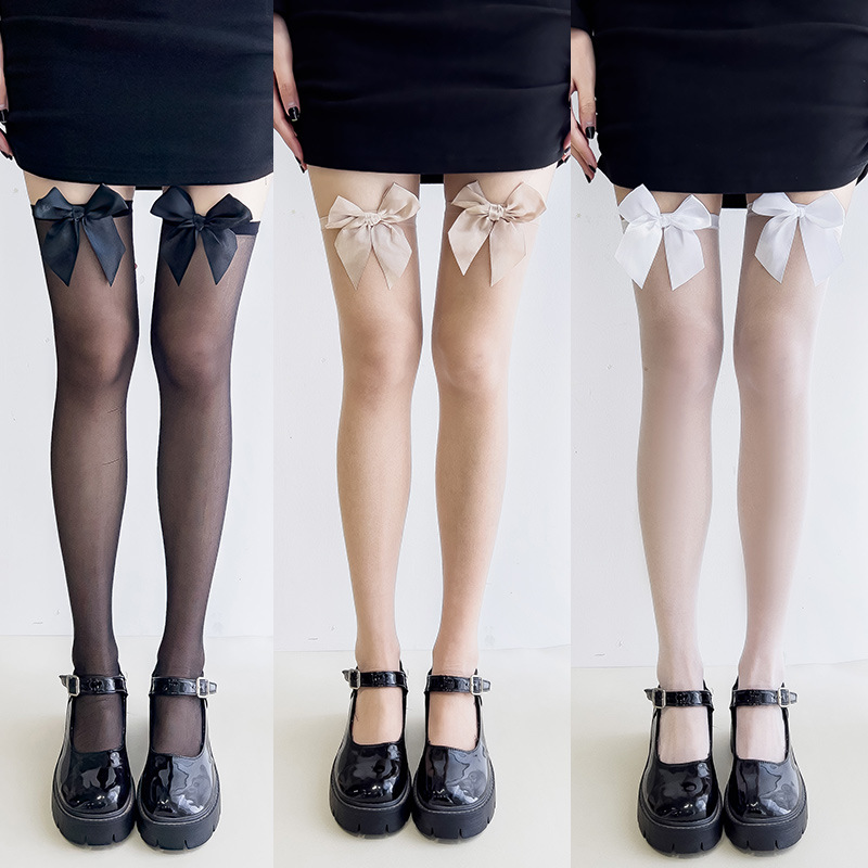 Medias negras finas estilo puro sexy mariposa grande sobre la rodilla calcetines ins japonés largo JK negro medias fabricantes lote