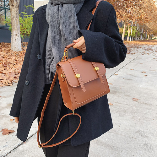 Women's New Fashion Multi-functional Backpack Simple Bag Texture Crossbody Bag College Style Bag