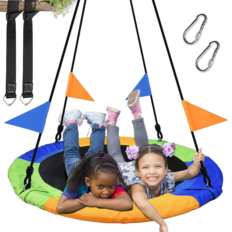 Amazon Children's Oxford Cloth Swing Outdoor Garden Hanging Tree 600D900D Round Hammock Hanging Basket Children's Swing