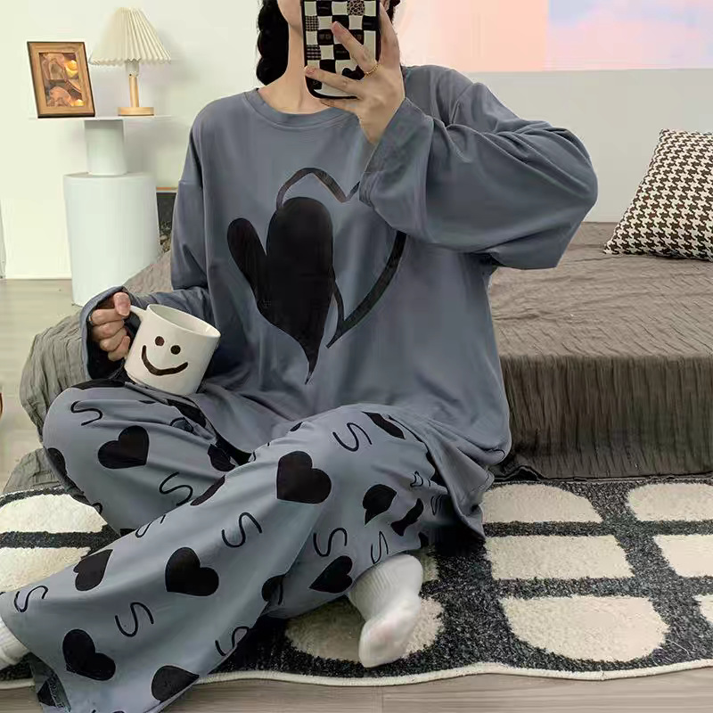 东大门韩国笑脸卡通睡衣女套装柔软亲肤运动睡眠家居服