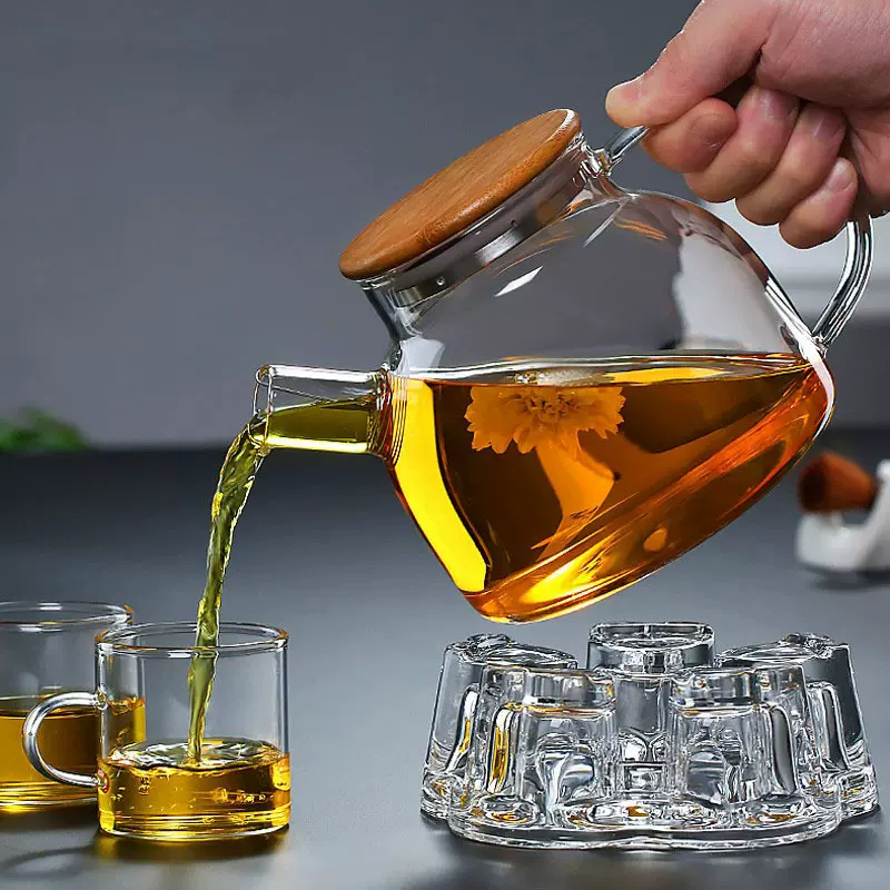 玻璃冷水壶高硼硅竹盖壶大容量凉白开水杯 玻璃泡茶器批发凉水壶