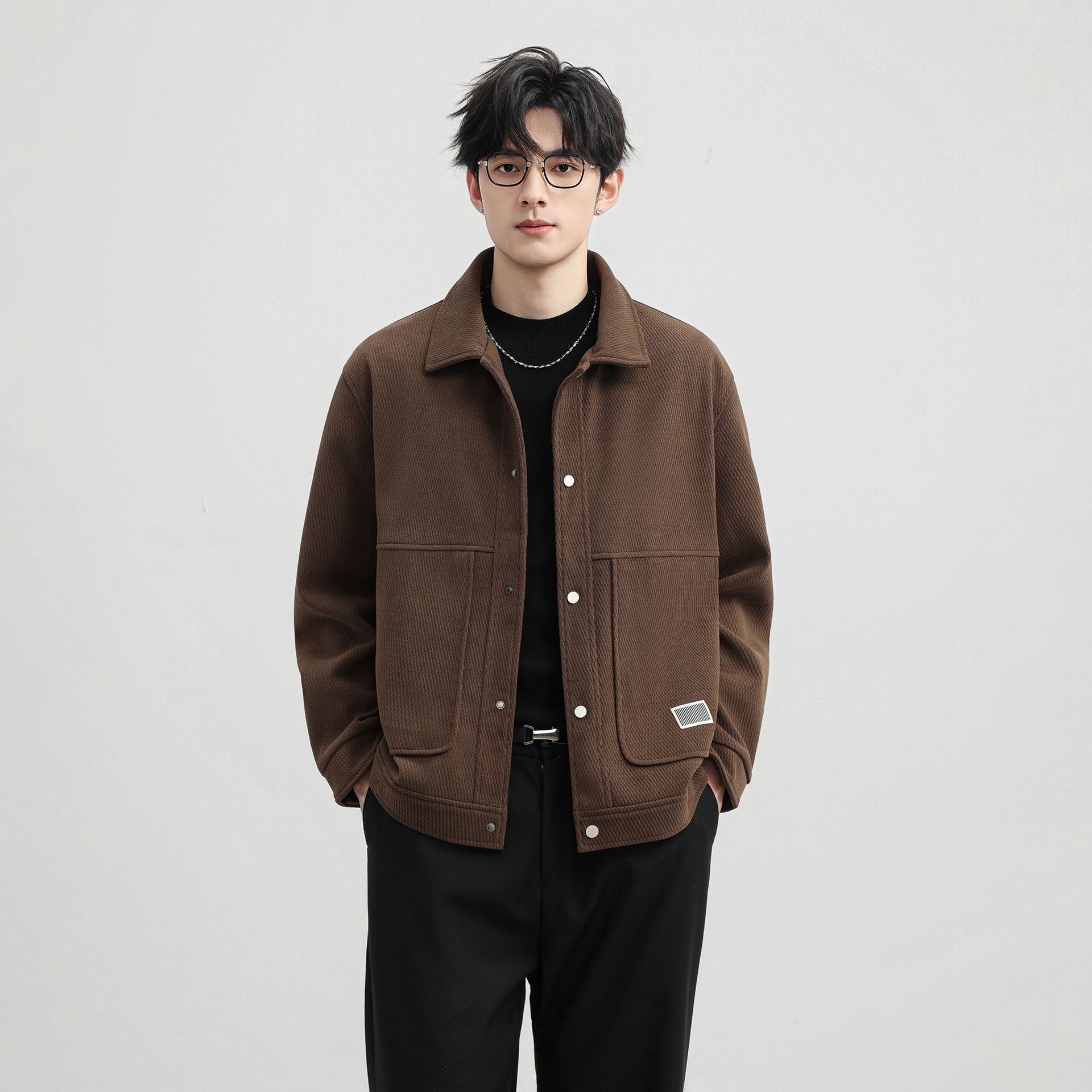 Otoño Meirard Retro High Street Inclined Striped Large Jacket Hombre Casual Jacket de moda