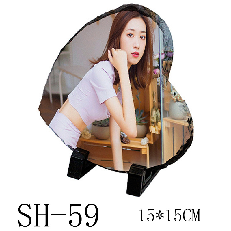 心型圆形正方形长方形石头摆件亮光热转印耗材石版画石板画