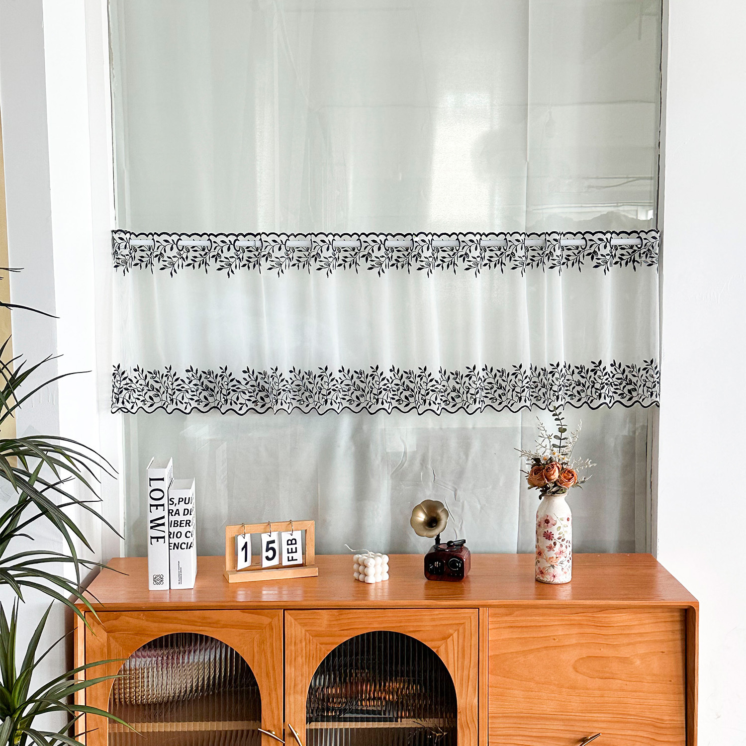 Bordado pastoral transfronterizo encaje con cuentas cortina de ventana cortina de café cortina corta media cortina cortina americana restaurante al por mayor