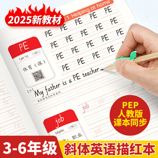Primary school grade three grade four five six grade PEP version italic English synchronous words tracing red exercise book back words