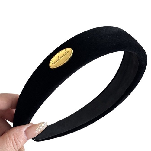 Korean style simple velvet gold buckle headband retro niche heightening sponge headband hairpin hair accessories new style