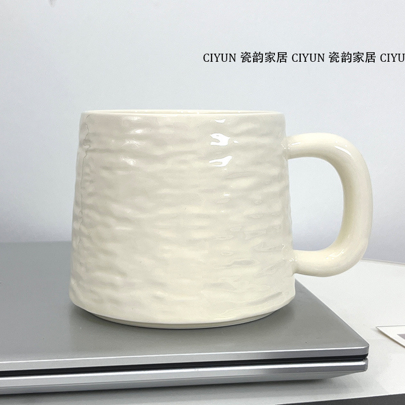 陶瓷大容量马克杯家用喝水水杯高颜值情侣简约新款带盖勺早餐杯子|undefined