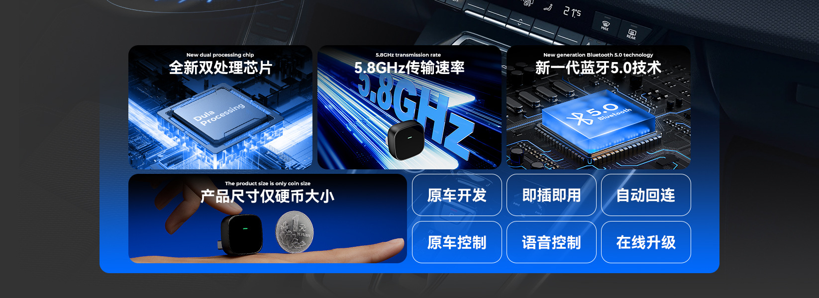 Suitable for Huawei Wireless Hicar Box Car Connectivity, Original Car Carplay, Volkswagen, Mercedes-Benz, Buick-Specific
