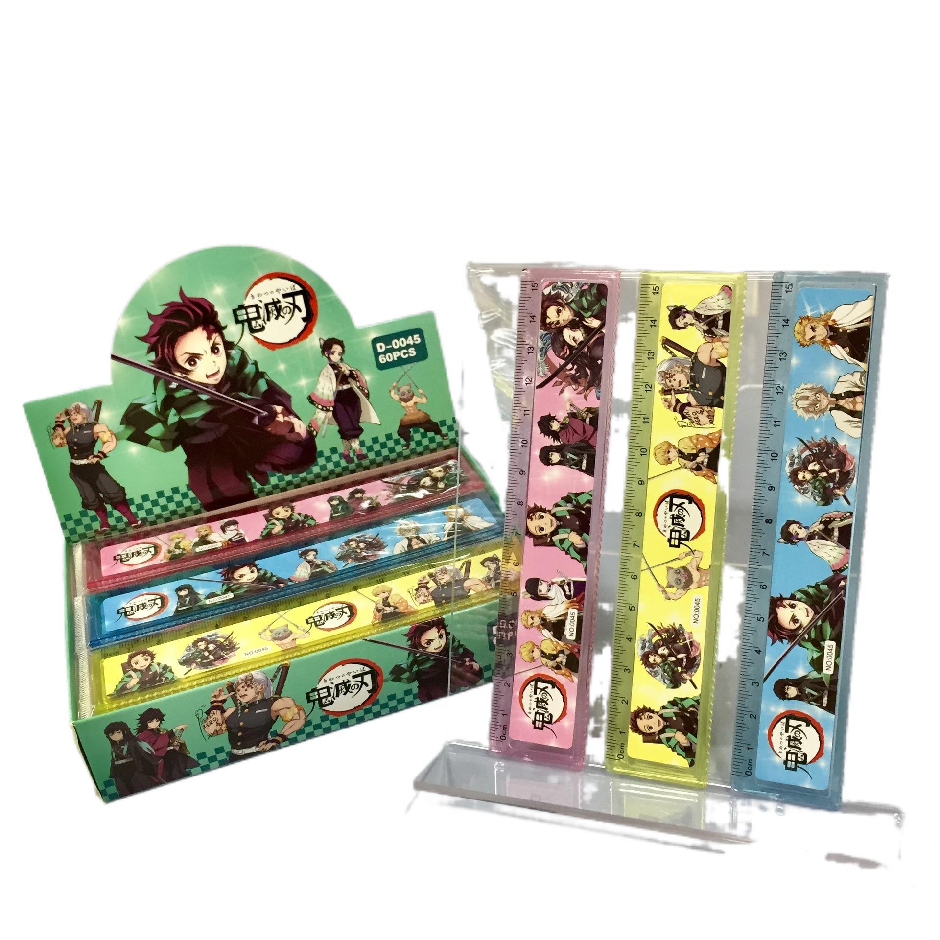 鬼灭卡通文具学生学习用品15CM直尺塑料15厘米波浪线绘图尺批发|ms