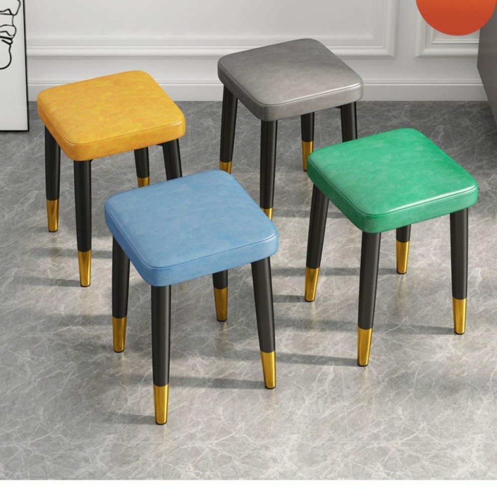 Taburete doméstico moderno y simple multifuncional se puede apilar para la sala de estar, taburete pequeño de lujo ligero, taburete cuadrado, taburete redondo, taburete de comedor, taburete de cocina