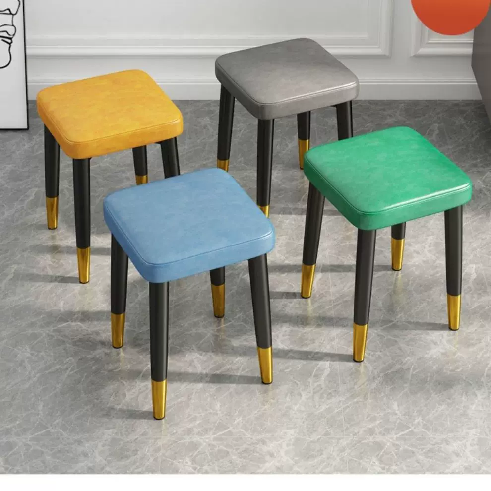 现代简约多功能家用矮凳可叠放客厅轻奢小凳子方凳餐桌圆凳化妆凳