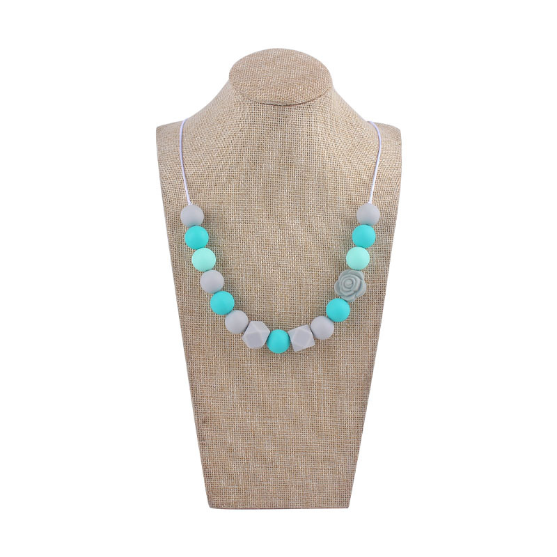 Nueva silicona molar mordedor collar de doble cara Rosa forma silicona mordedor collar masticable colgante collar