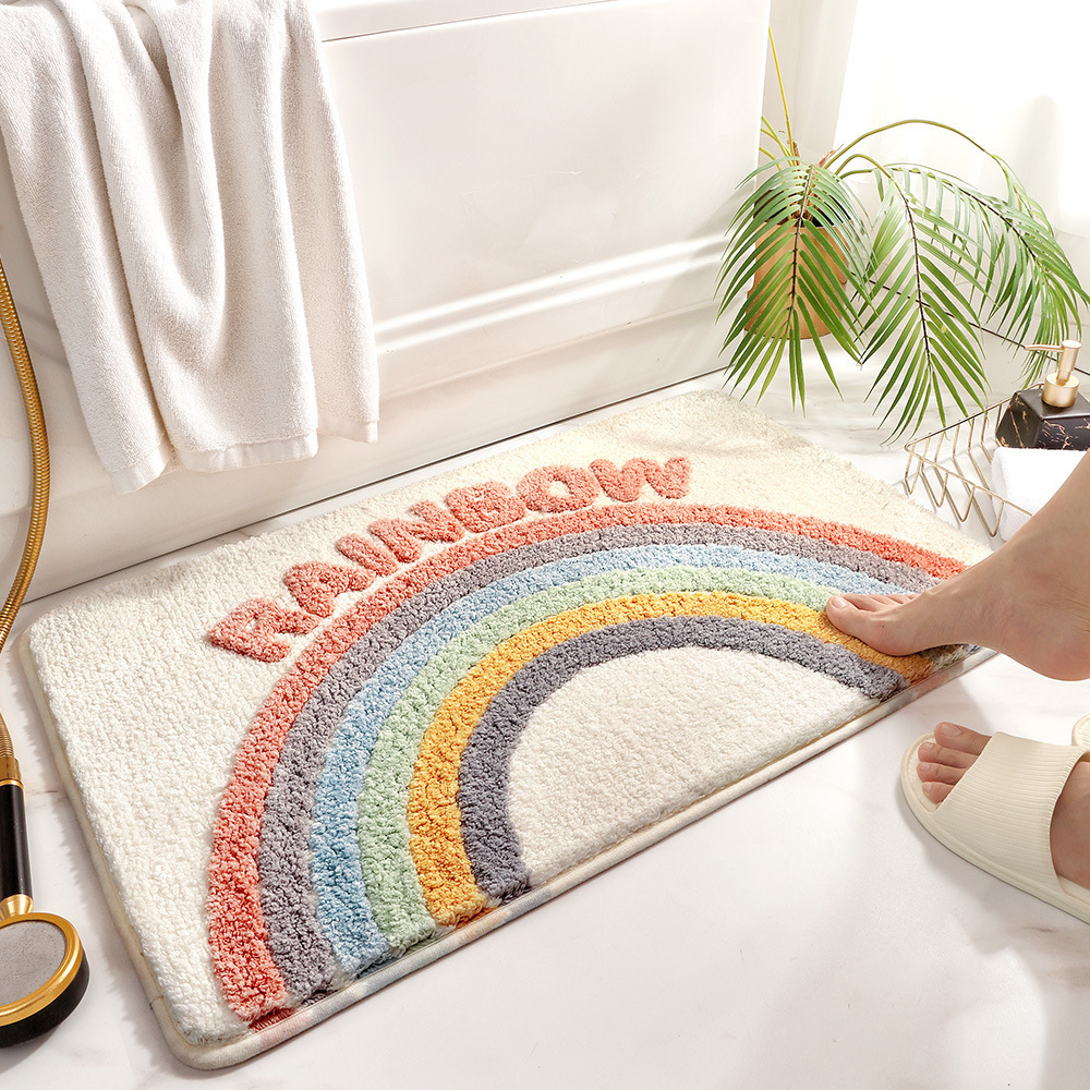 Ins Imitation Cashmere Floor Mat Bathroom Absorbent Toilet Door Mat Non-Slip Easy Care Factory Direct Sales Cross-Border Wholesale