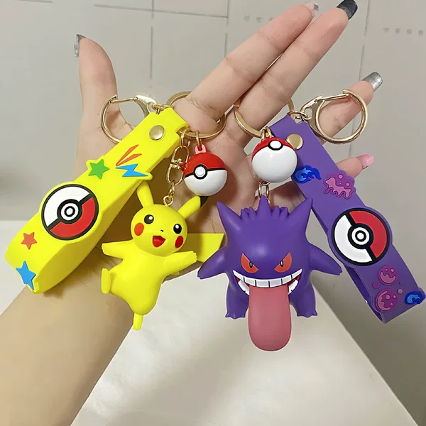 In-Stock Genuine Pokémon Keychain Pikachu Pendant Gengar Charm Cute Cartoon Doll for Bags