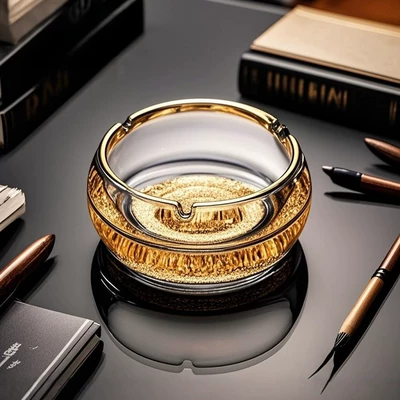 Car ashtray, of Crystal Glass, High-End, Elegant