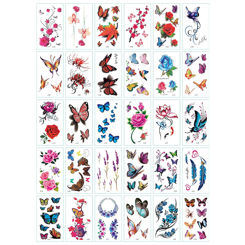 Pequeñas pegatinas de tatuajes de flores impermeables frescas, tatuajes de hombres y mujeres sexy, cicatrices desechables, pegatinas de tatuajes de rosas personalizadas