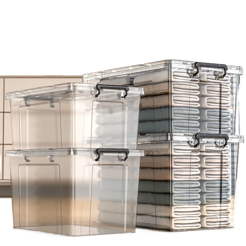 Transparent storage box for moving, plastic headband, big storage system, wholesale