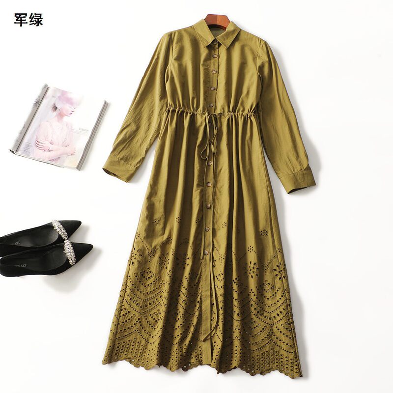 248763 Spring Long-Sleeve Extended-Length Dress Shenzhen Mingwei Wholesale Quality Women's Clothing Clearance Sale