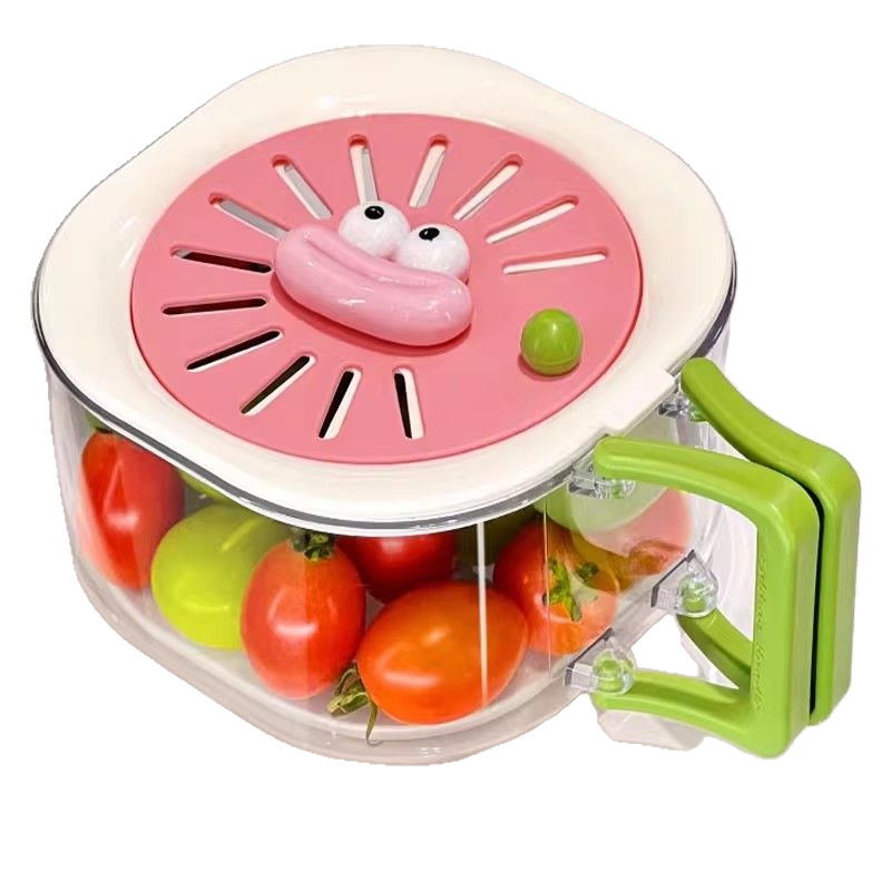 Dos capas pequeñas platas de verduras 2 en 1 cocina sala de estar bandeja de frutas casera cesta de drenaje a prueba de polvo cesta de drenaje procesamiento de moldeo por inyección