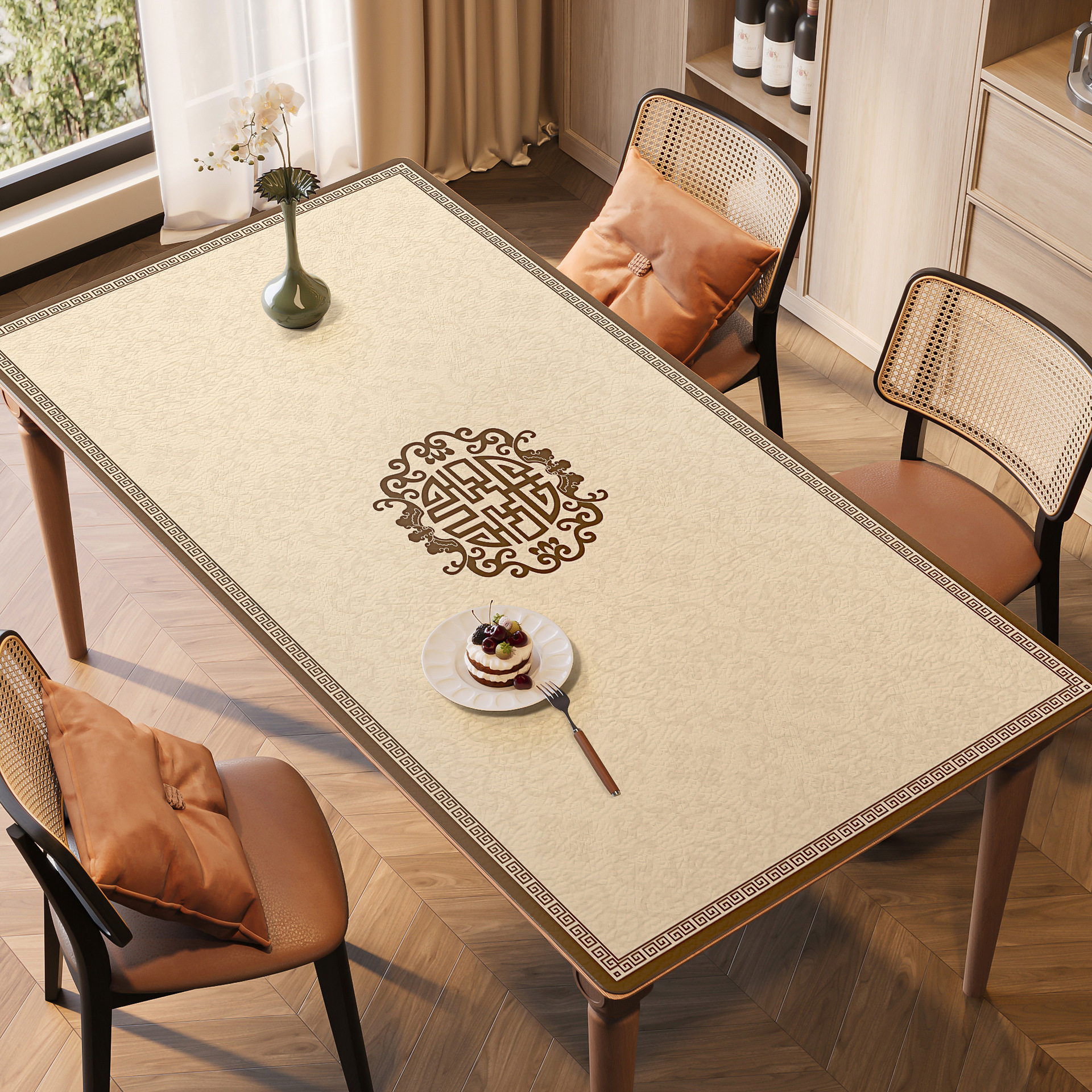 Alta sensación de toallas de mesa de estilo medieval almohadilla de mesa impermeable a prueba de agua a prueba de aceite a prueba de quemaduras sin lavado almohadilla de mesa de té retro almohadilla de protección de escritorio