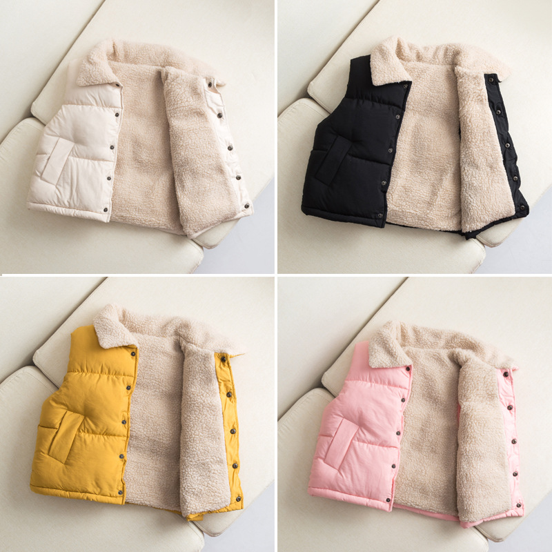 Amazon plush and thickened children's down cotton vest, lamb down, Korean version baby girl boy vest, SS