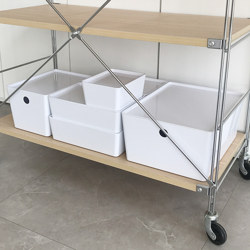 Kurgis Desktop Storage Box with Lid Cosmetic Finishing Plastic Bedroom Clothes Storage Sundries Storage Box