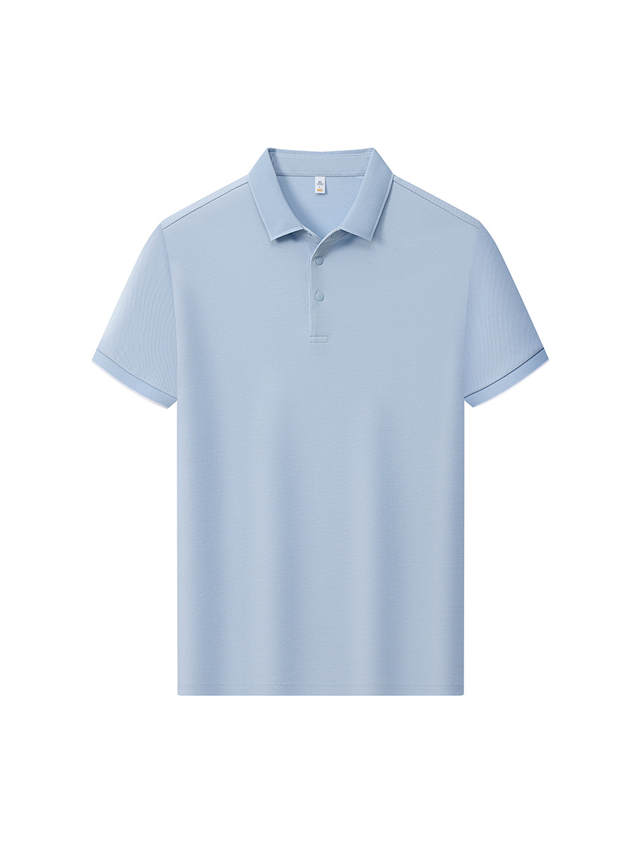 Camiseta de solapa de negocios de color sólido con cuello de segundo nivel, polo para hombre, polo, ropa de trabajo, logotipo personalizado, sentido avanzado
