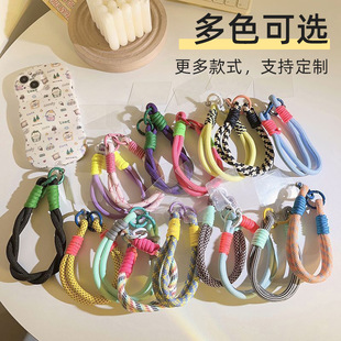 Double Buckle Mobile Phone Lanyard Simple Unisex Mobile Phone Lanyard Short Wrist Lanyard Handmade Polyester Color-matching Mobile Phone Chain