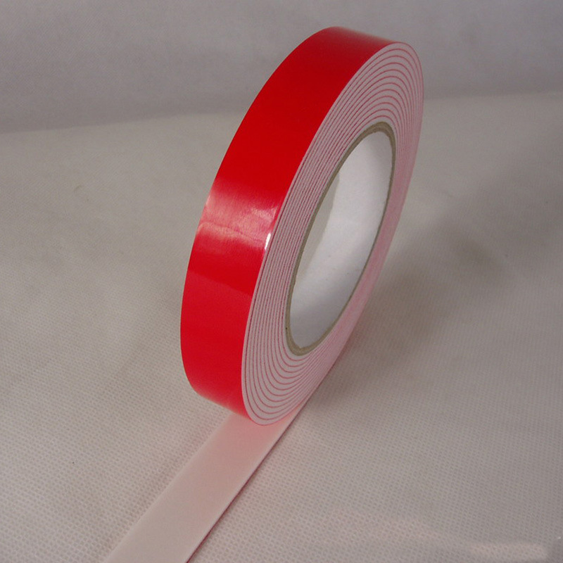 1.1mm 红膜白胶PE泡棉胶带 相框装饰条用强力高粘双面胶 护角背胶