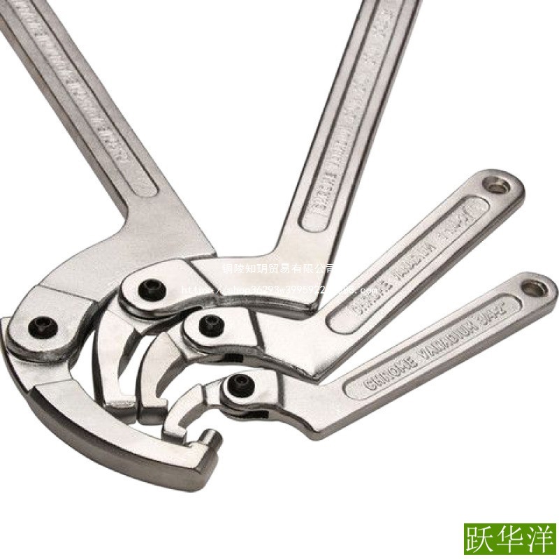 圆螺母扳手可调节钩型活动勾头扳手勾型万能多功能月牙扳手