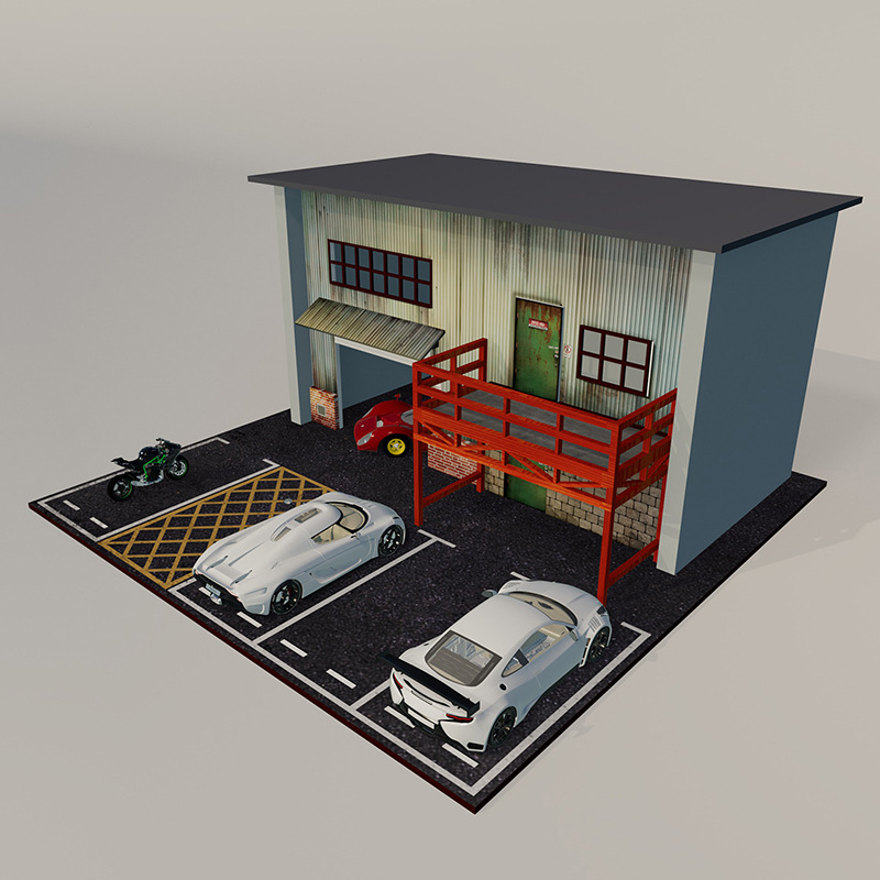 1/64【parking Lot Diorama factory 03】（新品） NEW 1:64 Diorama US Style Garage Wooden PARKING LOT for 1/64
