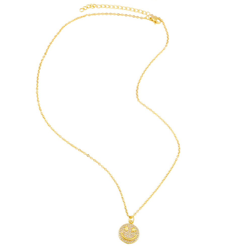 new diamond smiley face necklace niche design sense clavicle chain sweater chain