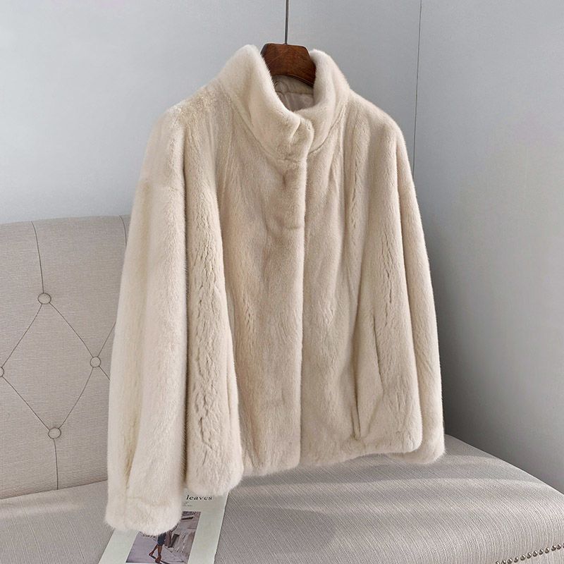 新款进口短款轻奢貂皮大衣女整貂立领母貂水貂皮草外套年轻款冬季