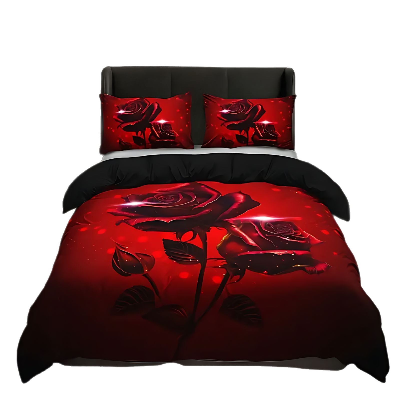 TEMU / JIT romántico rosa impresión digital 3D suave y cómodo conjunto de edredón fuente fabricante suministro directo transfronterizo