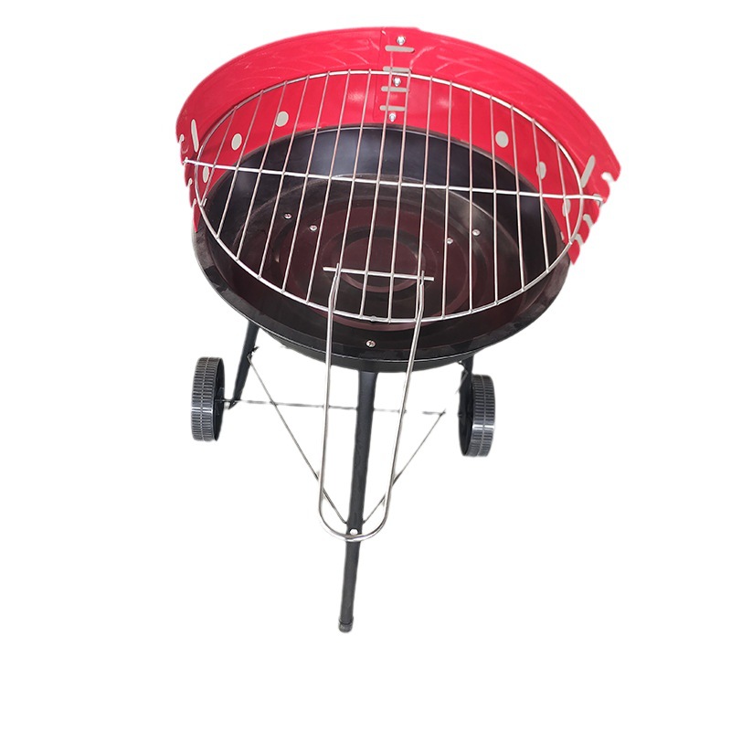 Parrilla de barbacoa portátil al aire libre portátil Parrilla de barbacoa redonda Parrilla de barbacoa de carbón jaula hogar simple Parrilla de barbacoa horno