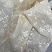 苎麻刺绣面料 苎麻绣花夏季透气春夏天做裙子布料衣料新中式面料