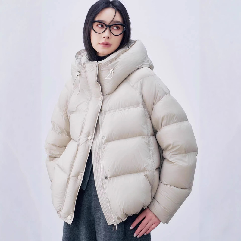 (Three-Star High-End 90% down Puff Jacket) Traceable Code White Duck down High Loftiness Women's Thickened Short down Jacket
