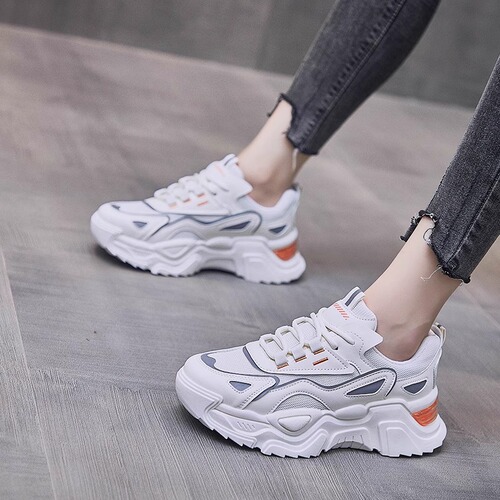 Ladies Casual Shoes 2025 Spring and Autumn Season Elevated Mesh Korean Style Student Thick Sole Outdoor Sports Dad Shoes Casual Versatile