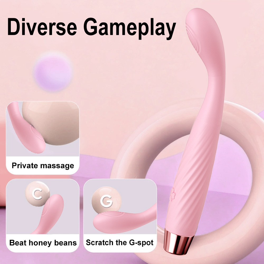 G-Spot Stimulation Pen Vibrator, Silicone Curved Tip, Button Control, Pink — detail image 5