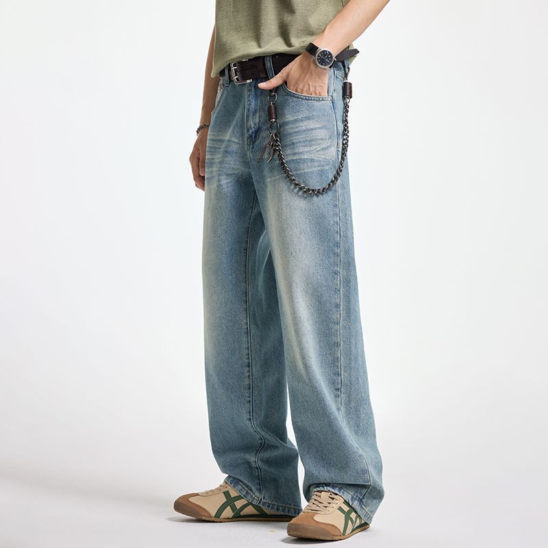 Cross-Border American-Style Zippered Jeans for Men, New High-Quality Trendy Loose Straight-Leg Versatile Casual Pants for Men Cross-Border American-Style Zippered Jeans for Men, New High-Quality Trendy Loose Straight-Leg Versatile Casual Pants for Men