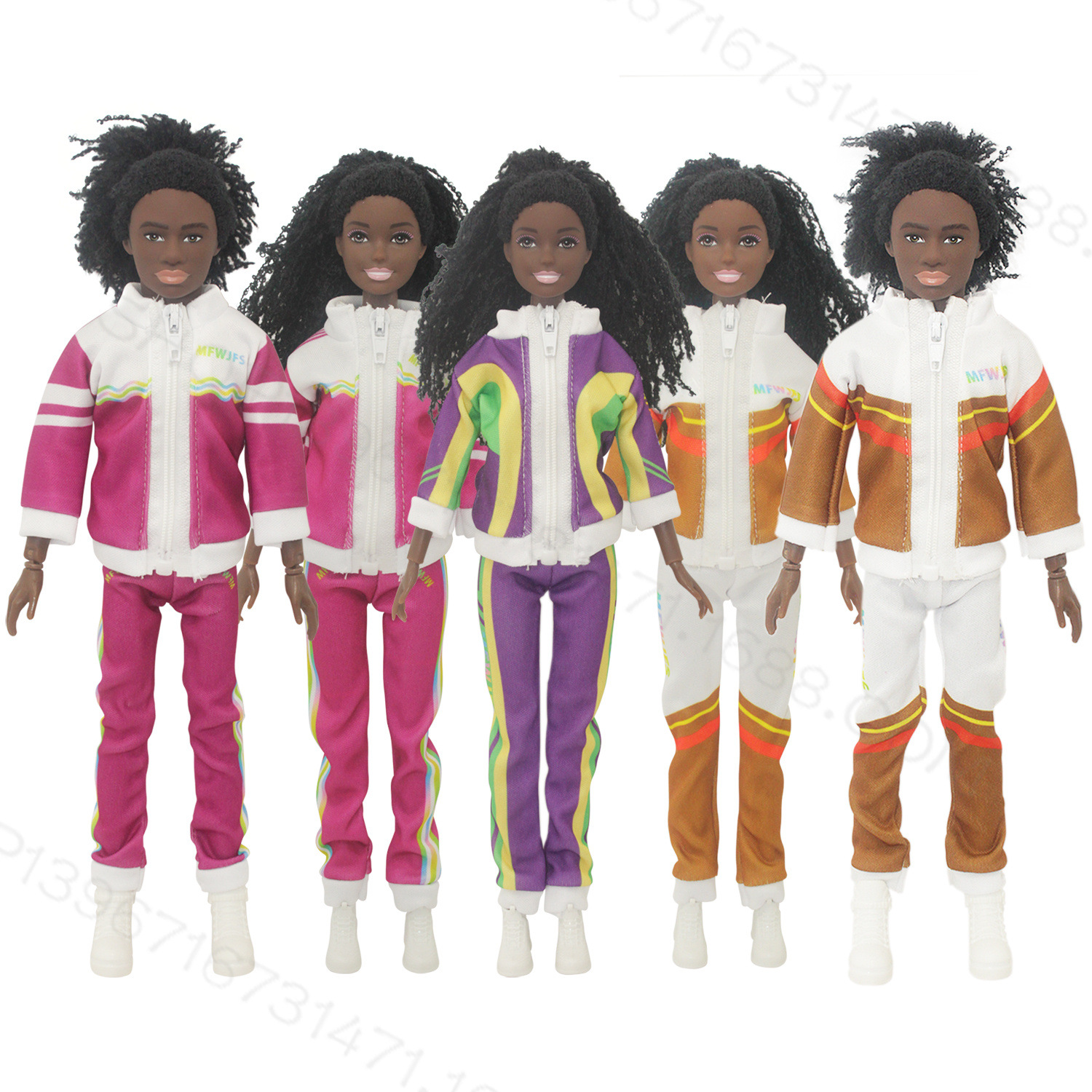 6 points 30cm Barbie doll couple sportswear coat cloak casual fitness zipper