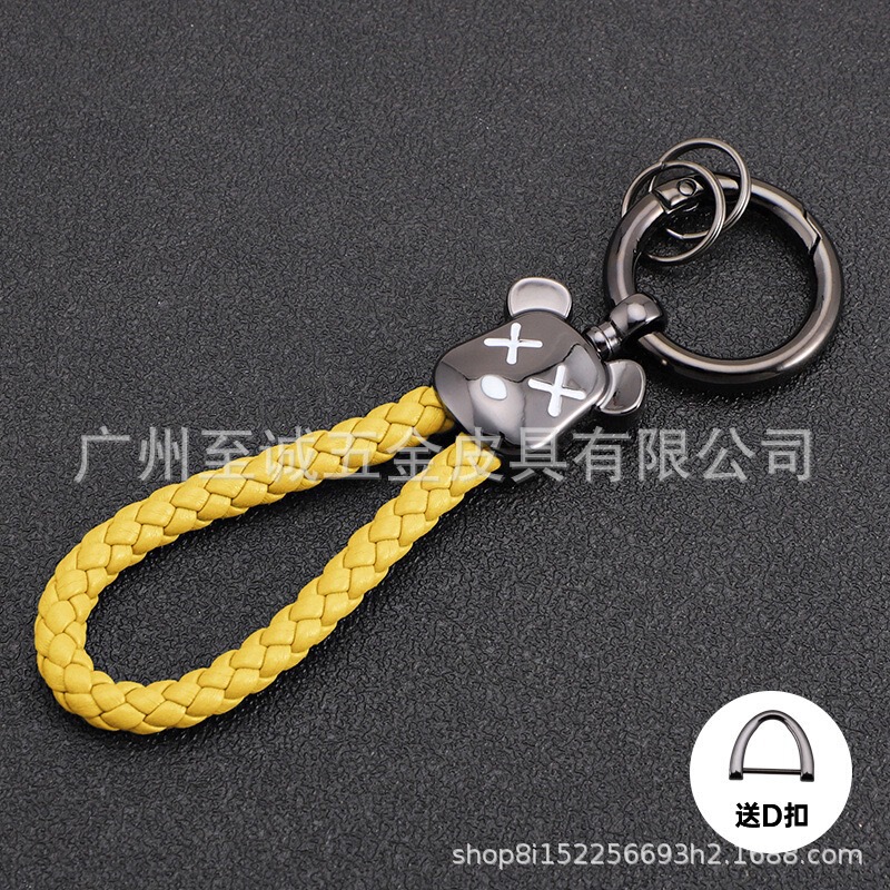 新款暴力熊汽车钥匙扣小熊编织绳情侣卡通钥匙圈防丢耐用挂件礼品|undefined