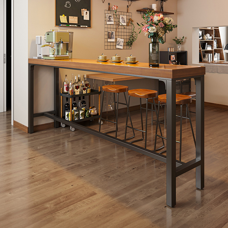 Bar counter table, home bar, balcony leisure small bar, wall-mounted long narrow table, milk tea shop, minimalist table and chair set, high-legged table