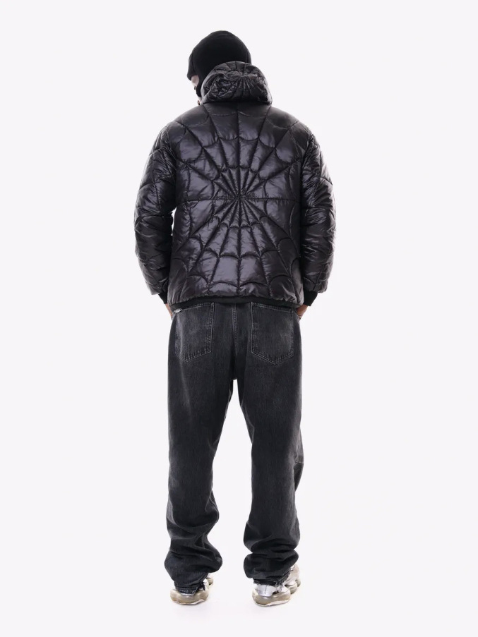 2025 otoño y invierno nuevo chaqueta negra Spider-Man encapuchado grueso y cálido chaqueta con cremallera universal para hombres y mujeres