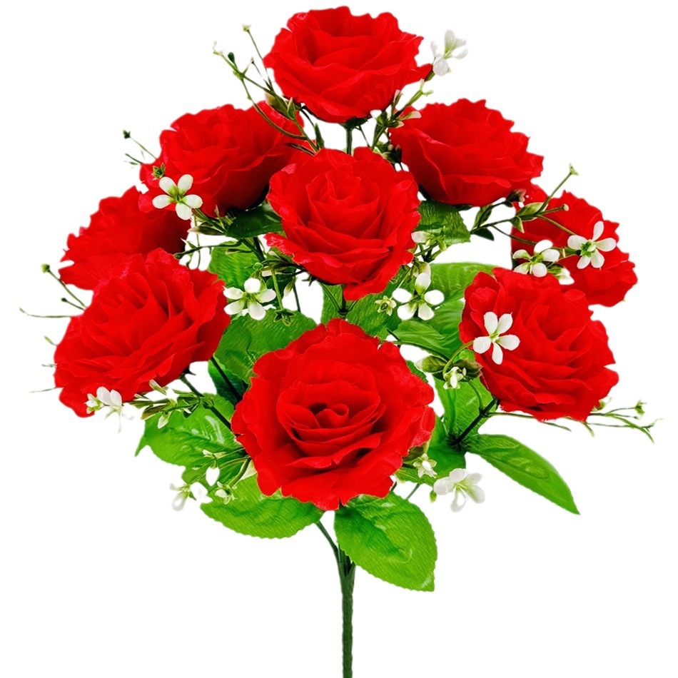 Flores de imitación de 10 flores de alto tallo princesa rosa tela de seda rosa decoración del hogar de alta calidad sala de estar mesa de comedor arreglos de flores