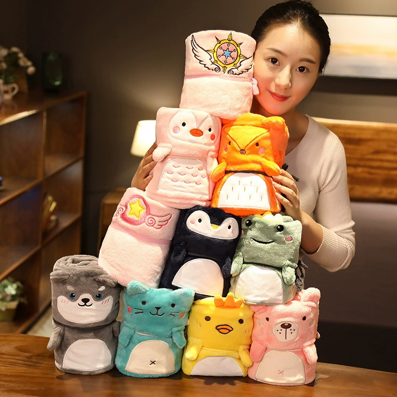 Мультяшные животные фланелевые спящие одеяла коралловый бархат домашний автомобиль кондиционер хаски одеяло маленькие подарки