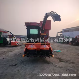 履带式打包机农用大型粉碎收割一体青贮机收割粉碎打捆包膜一体机