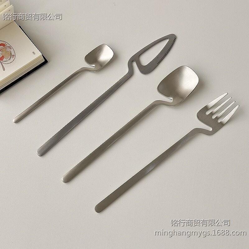 Korean Ins-Style Niche Design, Hangable Knife, Fork, and Spoon Set, 304 Stainless Steel, Creative Nordic Japanese Minimalist Tableware Korean Ins-Style Niche Design, Hangable Knife, Fork, and Spoon Set, 304 Stainless Steel, Creative Nordic Japanese Minimalist Tableware