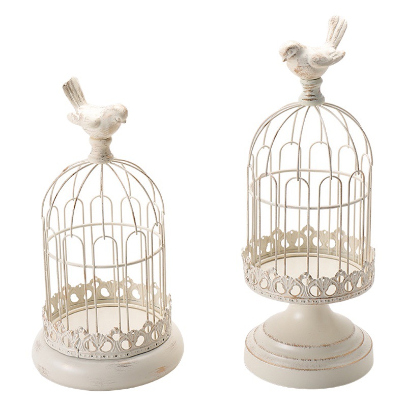 Retro simple metal vela de hierro jaula de pájaro candelabro decoración suave decoración romántica vela cena accesorios